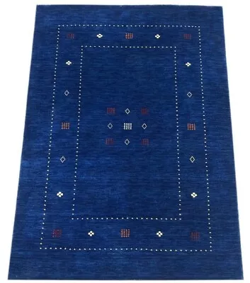 Gabbeh Carpet Blue 100% Wool 160x230 Cm Hand Woven Oriental Carpet Lori WR60 • £179.27