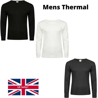 Mens Thermal Long Sleeve Shirt Underwear Boys Ski Winter Brushed Heat Vest New • £6.99