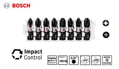 £6.89 • Buy Bosch 2608522323 Impact Control Bits Set PH1 PH2 PH3 PZ2 PZ3 25mm Philips Pozi 