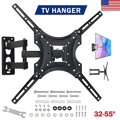 Full Motion TV Wall Mount Bracket Swivel Tilt For 32 36 37 40 42 46 49 50 55  US • $16.89