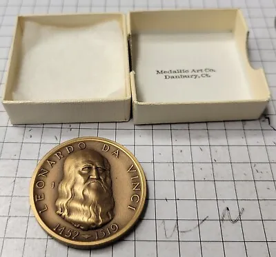 Leonardo Da Vinci Bronze Medal 1975 Portrait Contest Medal. Medallic Art Co. • $39.95