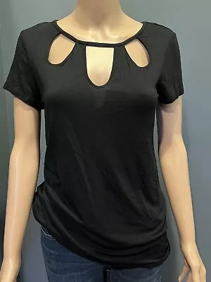 Jennifer Lopez Black Keyhole Cut Out Top Womens Size M Euc • $5