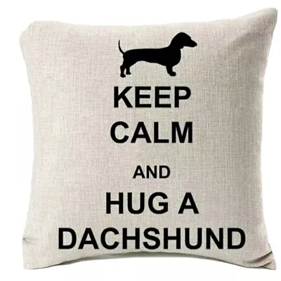 Cute Linen Dachshund Cushion Cover Large Sausage Dog Lover • £9.99