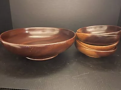 MCM Vintage Mahogany Bowl Set 5small 1 Large Bowl. Gomez Sisters  Cuba • $107.95