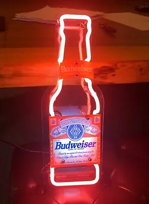 Budweiser Bud Bottle Beer Bar Club Lamp Neon Light Sign Wall Decor 13  K1 • $89.99