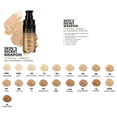 Milani Conceal + Perfect 2-in-1 Foundation+Concealer 1fl.oz./30ml New; You Pick! • $9.91