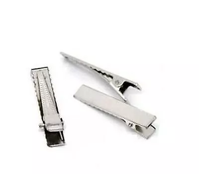 Small Medium Silver Crocodile Alligator Bow Blank Hair Clips 40mm 45mm • £2.74