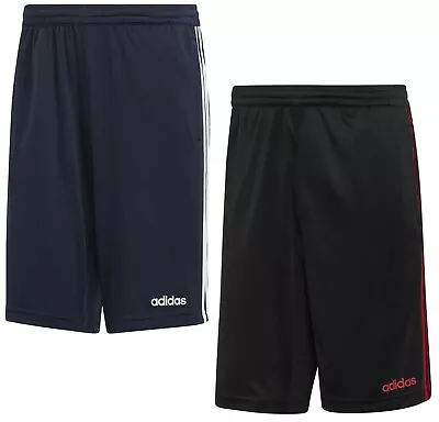 Mens Adidas Shorts Long Knee Length Gym Fitness Casual Summer - Black Navy • £15.99