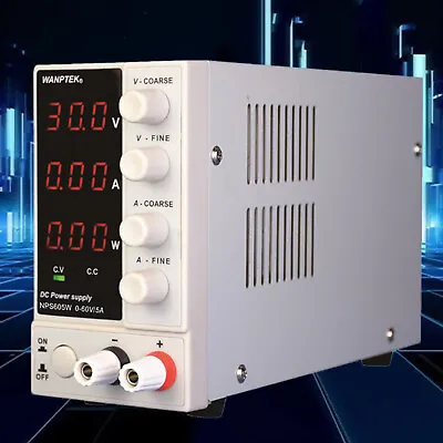 300W 60V Adjustable DC Power Supply Precision Variable 3 Digital Lab NPS605W 5A • $68.01