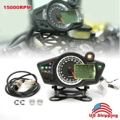 Motorcycle Dirtbike 15000RPM LCD Odometer Speedometer Tachometer Gauge + Bracket • $55.89