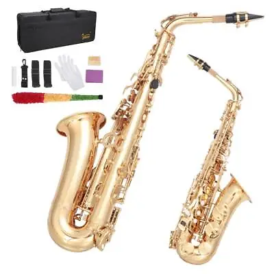 Glarry Student Brand Alto Saxophone  Alto SAX Eb  With  W/ Case 10 Reeds Strap • $179.98