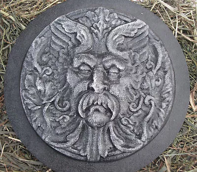 Green Man Bacchus Face Mold Plaster Concrete Casting Mould 11  X 1.25  Thick • $42.95