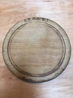 Antique Carved Wood Round Bread Cutting Board 9 1/4   • $110