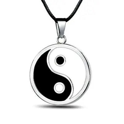 YIN YANG NECKLACE Enamel Silver Tone Pendant Charm Jewelry Tai Chi Martial Arts • $7.95