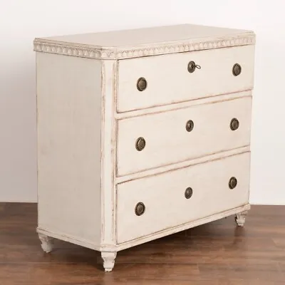 Antique Gustavian White Painted Chest Of Three Drawers From Sweden Circa 1840 • $3600