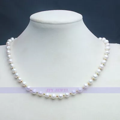 Genuine 17  AAA 7mm Freshwater White Pearl Necklace • $13.93
