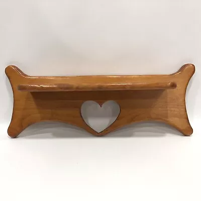 Vintage Rustic Farmhouse Wooden Wall Hanging Shelf Heart Design • £23.35