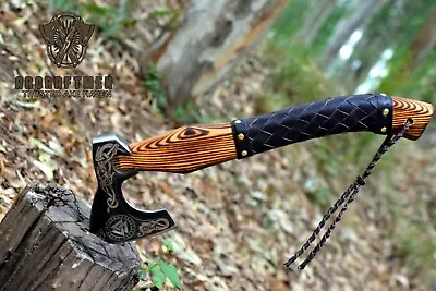 Custom Hand Forged Carbon Steel Camping Axe Hatchet Axe With Ashwood HandleAxe • £59.99