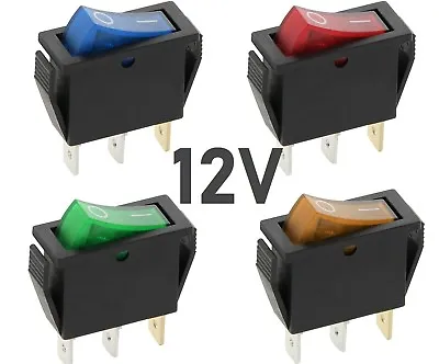 £2.99 • Buy 12V 20A 4 COLOUR Rocker Switch  ON-OFF Double Pole 3 Pin  ILLUMINATED