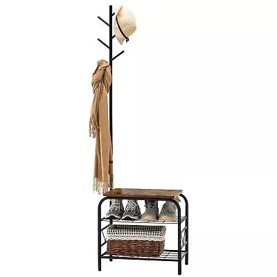 YOUDENOVA Small Coat Rack With Bench Entryway Bench With Coat Rack Multifun... • $101.13