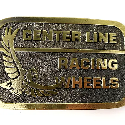 CENTERLINE RACING WHEELS BELT BUCKLE Eagle Brass Tone Great American Vtg Gift • $44.99