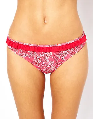 Marie Meili Pink Paisley Frill Hipster Bikini Bottom K-42 • £2.99