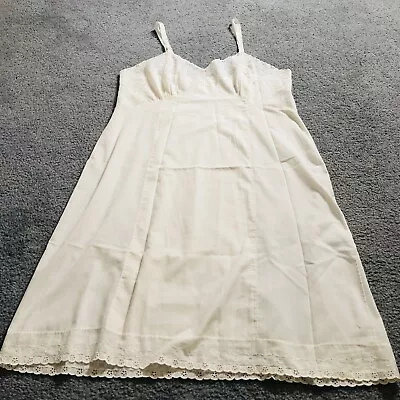 Vtg Carol Brent Slip Dress Sz L Lingerie Sleepwear Ivory Embroidered Lace Trim • $19