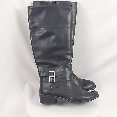 Arizona Boots Womens 8.5 Black Side Zip Tall Denmark Style Faux Leather • $19.99