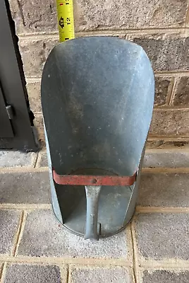 Vintage Galvanized Metal Grain Farm Feed Scoop Red Handle 11  Tall 6-1/2  Wide • $40