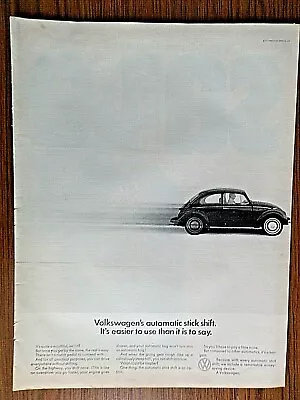 1968 VW Volkswagen Bug Ad Automatic Stick Shift It's Easier To Use Than To Say • $5