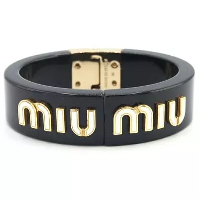 Miu Miu Bangle Bracelet 5IB448 Black White Plex Metal Size M Beautiful For Women • $423.19