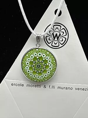 Authentic Sterling Silver Murano 32mm Millefiori Pendant Necklace - MH 21 • $29.99