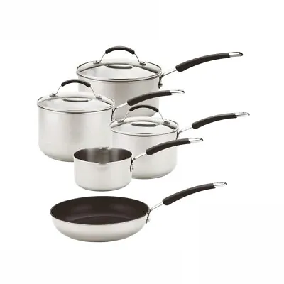 Meyer 5 Piece Cookware Set Non Stick Stainless Steel Induction Dishwasher Safe • £95