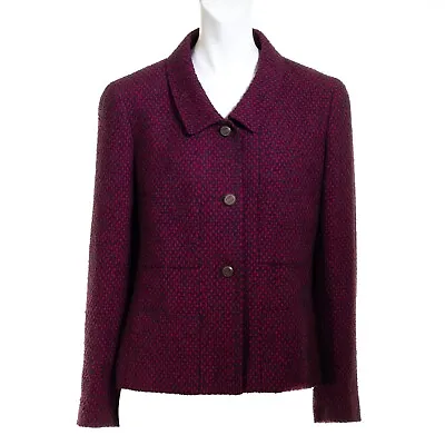 Chanel Jacket Womens 42 Tweed Boucle Coco Button 98A Vintage Fall 1998 Wool Silk • £1820.36