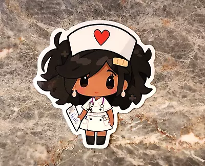 Black Nurse Sticker Decal For Water Bottle Chibi Kawaii Healthcare RN LPN • $4.50