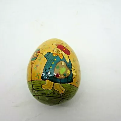 Lacquered Easter Egg Box Vintage Rabbit Artist Painting Lovely Art Trinket Box • $4.99