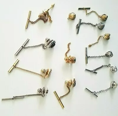 Lot Of 13 Vintage Tie Tacks Silver & Gold Tone Gemstones  2 Swank Others Unmark • $14.25