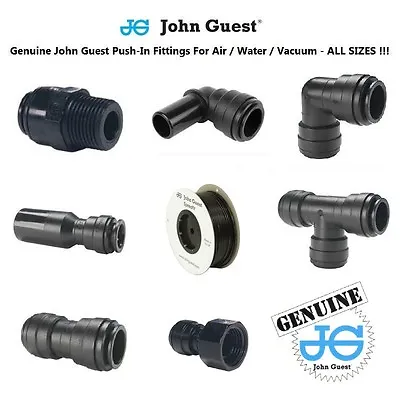 £2.99 • Buy Push Fit Air Fittings Genuine John Guest 6 8 10 12 15 Air Water Tube Hose BLACK