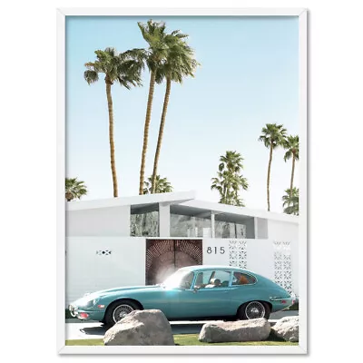 Palm Springs Poster. Mid Century Modern Wall Art Print. House Retro Car | DTR-52 • $22.95