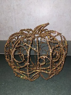 Metal Wire Pumpkin Decor Centerpiece Halloween Thanksgiving Glittery Blingy • $12