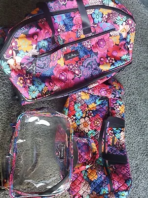 Vera Bradley Floral Fiesta 3 Piece Travel Luggage Set Weekender Makeup Wheeled  • $69.95