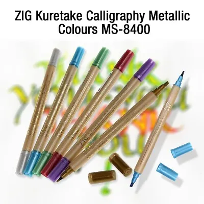 Kuretake Zig Calligraphy Metallic Pens Dual Tip Twin Marker  *combined Postage* • £1.62