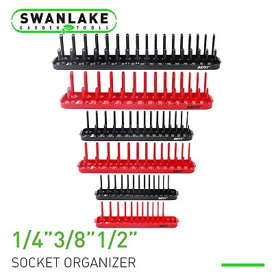 6PCS Socket Holder Organizers Tray Set 1/4  3/8  1/2  Driver For Metric SAE Deep • $29.99