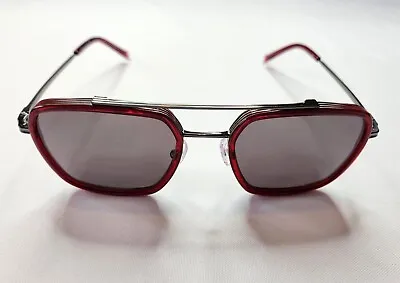 MOREL FRANCE HUGH RG17 CHERRY RED DARK RUTHENIUM SUNGLASSES W POLARIZED LENS • $105