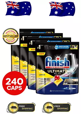 4 X Finish Dishwashing Tabs Tablets Powerball Ultimate Lemon Sparkle 60pk AU • $103.95