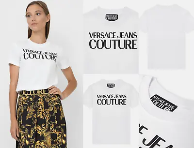 Versace Jeans Couture Ras Du Cou Logo Top Coton T-Shirt Chemisier Retro Chemise • $124.50
