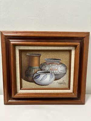 Original And Signed Myung Mario Jung Southwestern Framed Sand Painting 17 By 15  • $200