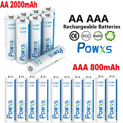 Lot AA 2000mah / AAA 800mAh Rechargeable Batteries 1.2V For Garden Solar Light • $8.59