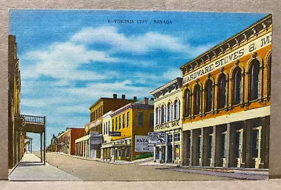 Crystal Bar Street View Virginia City Nevada Linen Postcard No 2118 • $4.80