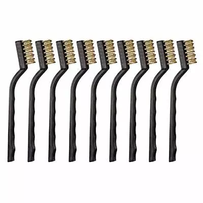 9pcs Mini Brass Brushes Set Curved Handle Scratch Wire Toothbrush Cleaning Weldi • $10.68
